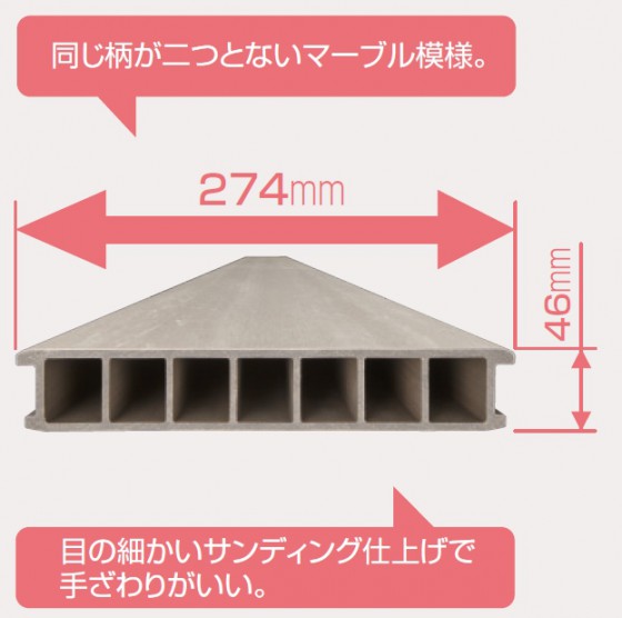 三協アルミ ラステラ　床材幅は274mmとかなり広め